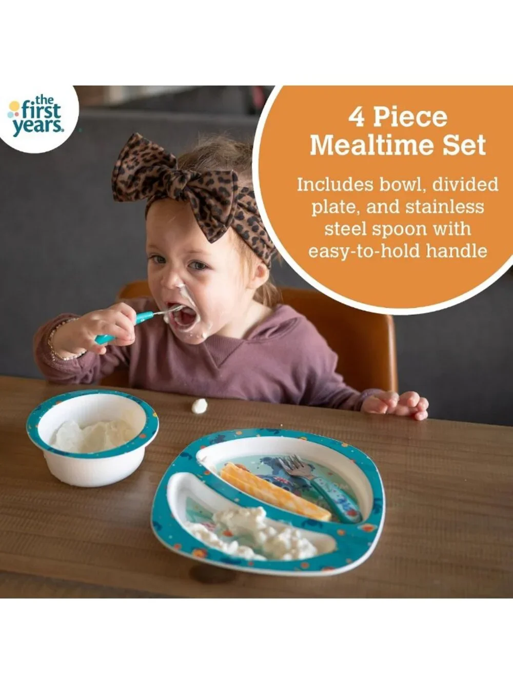 Disney Stitch Toddler Dinnerware Set - 4-Piece Feeding Set, Dishwasher Safe